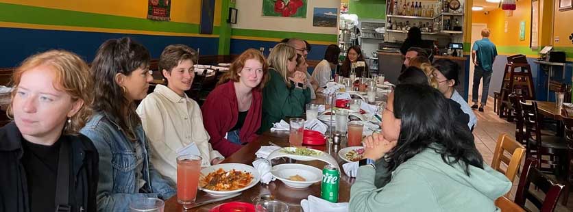 students dining in a restaurant